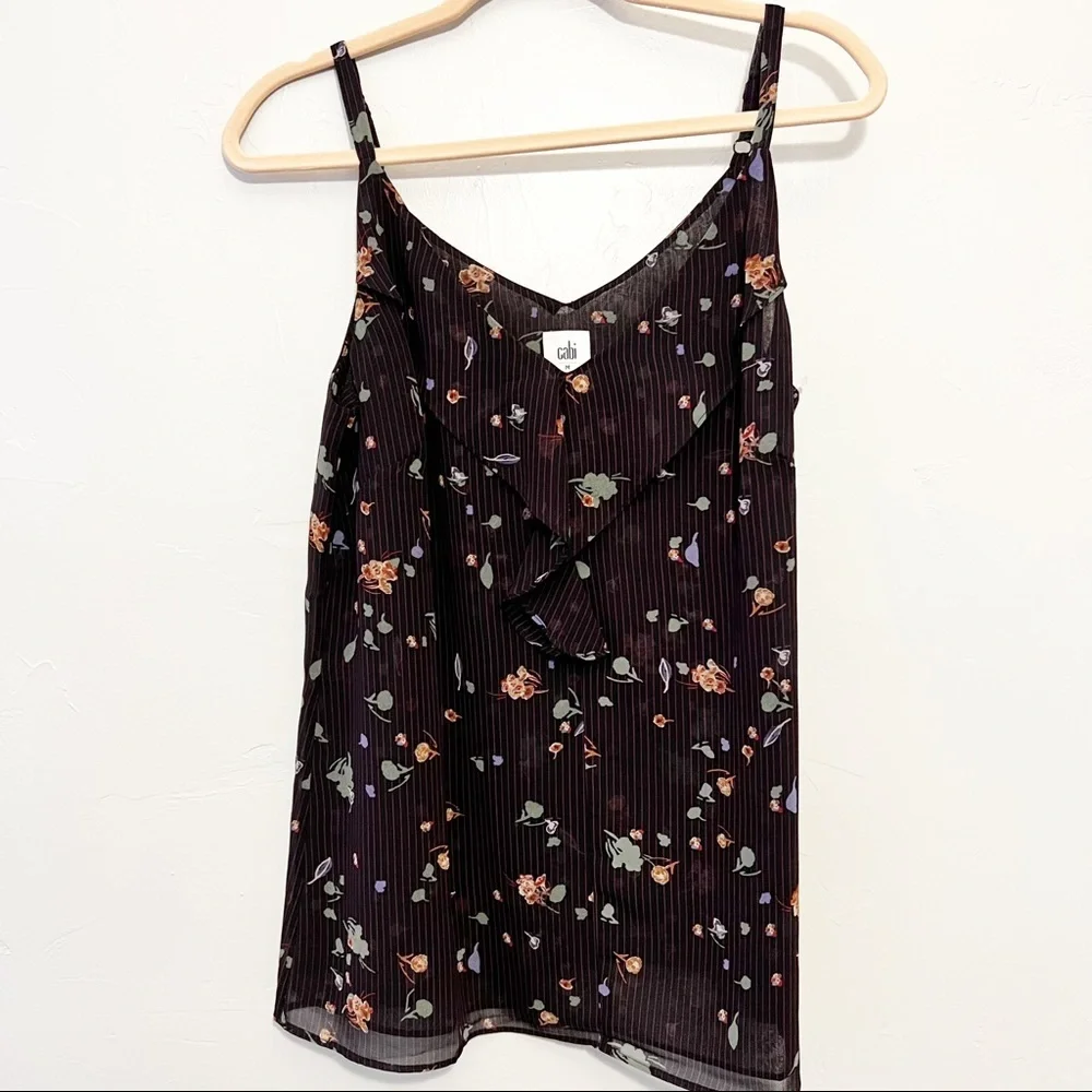 CAbi #3607 Pinstripe Floral Cami medium - Picture 3 of 11